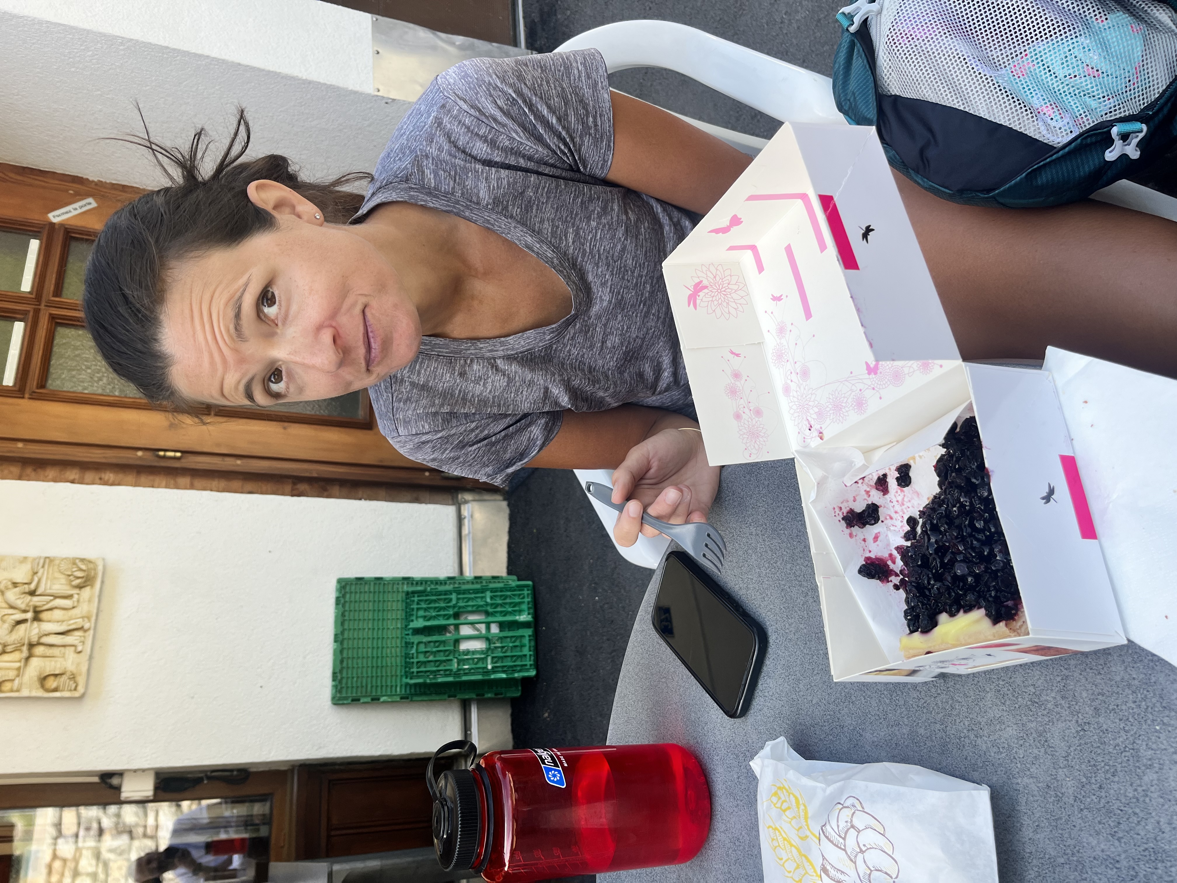 Jaimie at Champex-Lac pastry shop, 2023